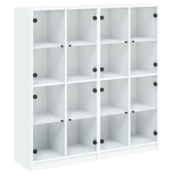 vidaXL Bookcase with Doors Bookshelf Rack Cabinet Sonoma Oak Engineered Wood - white