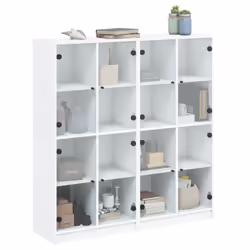 vidaXL Bookcase with Doors Bookshelf Rack Cabinet Sonoma Oak Engineered Wood - white - Additional view 4