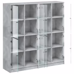 vidaXL Bookcase with Doors Bookshelf Rack Cabinet Sonoma Oak Engineered Wood - concrete grey - Additional view 5
