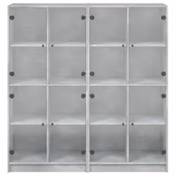 vidaXL Bookcase with Doors Bookshelf Rack Cabinet Sonoma Oak Engineered Wood - concrete grey - Additional view 6