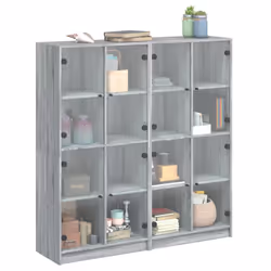 vidaXL Bookcase with Doors Bookshelf Rack Cabinet Sonoma Oak Engineered Wood - grey sonoma - Additional view 4