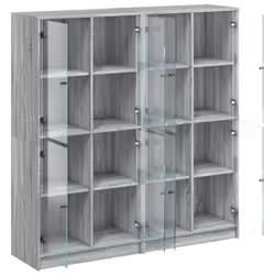vidaXL Bookcase with Doors Bookshelf Rack Cabinet Sonoma Oak Engineered Wood - grey sonoma - Additional view 5