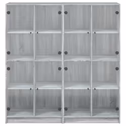 vidaXL Bookcase with Doors Bookshelf Rack Cabinet Sonoma Oak Engineered Wood - grey sonoma - Additional view 6