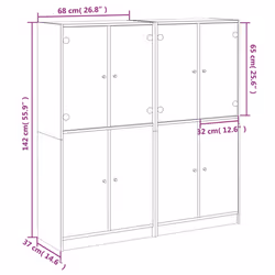 vidaXL Bookcase with Doors Bookshelf Cabinet Highboard White Engineered Wood - Additional view 3