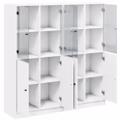 vidaXL Bookcase with Doors Bookshelf Cabinet Highboard White Engineered Wood - Additional view 5