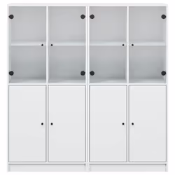 vidaXL Bookcase with Doors Bookshelf Cabinet Highboard White Engineered Wood - Additional view 6
