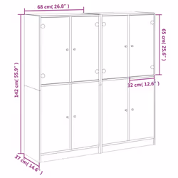 vidaXL Bookcase with Doors Bookshelf Cabinet Concrete Grey Engineered Wood - Additional view 3