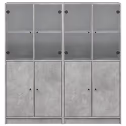 vidaXL Bookcase with Doors Bookshelf Cabinet Concrete Grey Engineered Wood - Additional view 6