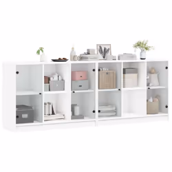 vidaXL Bookcase with Doors Bookshelf Cabinet Highboard White Engineered Wood - Additional view 4
