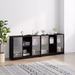 vidaXL Bookcase with Doors Bookshelf Cabinet Highboard Black Engineered Wood