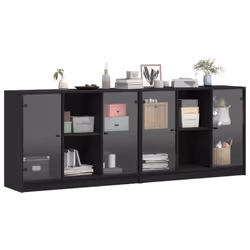 vidaXL Bookcase with Doors Bookshelf Cabinet Highboard Black Engineered Wood - Additional view 4