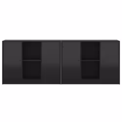 vidaXL Bookcase with Doors Bookshelf Cabinet Highboard Black Engineered Wood - Additional view 5