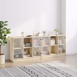 vidaXL Bookcase with Doors Bookshelf Rack Cabinet Sonoma Oak Engineered Wood