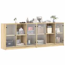 vidaXL Bookcase with Doors Bookshelf Rack Cabinet Sonoma Oak Engineered Wood - Additional view 4