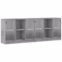 vidaXL Bookcase with Doors Bookshelf Cabinet Concrete Grey Engineered Wood
