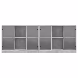 vidaXL Bookcase with Doors Bookshelf Cabinet Concrete Grey Engineered Wood - Additional view 5