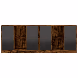 vidaXL Bookcase with Doors Bookshelf Rack Cabinet Smoked Oak Engineered Wood - Additional view 5