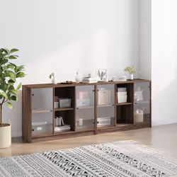 vidaXL Bookcase with Doors Bookshelf Rack Cabinet Brown Oak Engineered Wood