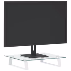 vidaXL Monitor Stand Riser Computer Display Stand Tempered Glass and Metal - white, 40 x 35 x 8 cm - Additional view 2