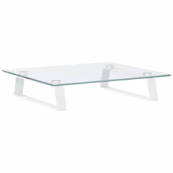 vidaXL Monitor Stand Riser Computer Display Stand Tempered Glass and Metal - white, 40 x 35 x 8 cm - Additional view 5