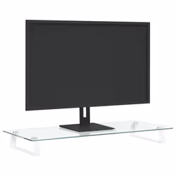 vidaXL Monitor Stand Riser Computer Display Stand Tempered Glass and Metal - white, 80 x 35 x 8 cm - Additional view 2