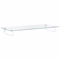 vidaXL Monitor Stand Riser Computer Display Stand Tempered Glass and Metal - white, 80 x 35 x 8 cm - Additional view 5