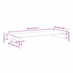 vidaXL Monitor Stand Riser Computer Display Stand Tempered Glass and Metal - white, 80 x 35 x 8 cm - Additional view 7