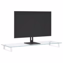 vidaXL Monitor Stand Riser Computer Display Stand Tempered Glass and Metal - white, 100 x 35 x 8 cm - Additional view 2