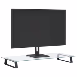 vidaXL Monitor Stand Riser Computer Display Stand Tempered Glass and Metal - black, 80 x 35 x 8 cm - Additional view 2