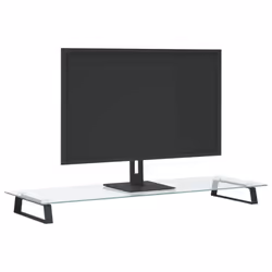 vidaXL Monitor Stand Riser Computer Display Stand Tempered Glass and Metal - black, 100 x 35 x 8 cm - Additional view 2