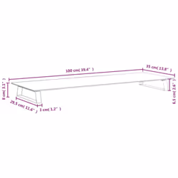 vidaXL Monitor Stand Riser Computer Display Stand Tempered Glass and Metal - black, 100 x 35 x 8 cm - Additional view 3