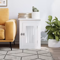 vidaXL Dog Crate Furniture Pet Doghouse Dog Kennel Dog Cage Engineered Wood - white, 45 x 62 x 59 cm