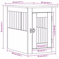 vidaXL Dog Crate Furniture Pet Doghouse Dog Kennel Dog Cage Engineered Wood - white, 45 x 62 x 59 cm