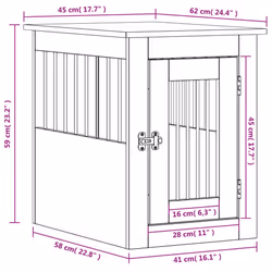 vidaXL Dog Crate Furniture Pet Doghouse Dog Kennel Dog Cage Engineered Wood - black, 45 x 62 x 59 cm