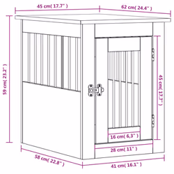vidaXL Dog Crate Furniture Pet Doghouse Dog Kennel Dog Cage Engineered Wood - concrete grey, 45 x 62 x 59 cm - Additional view 3