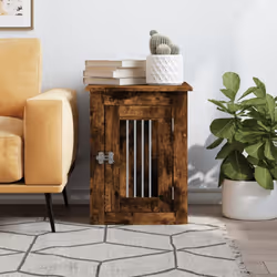 vidaXL Dog Crate Furniture Pet Doghouse Dog Kennel Dog Cage Engineered Wood - smoked oak, 45 x 62 x 59 cm - Additional view 2