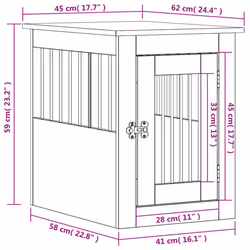 vidaXL Dog Crate Furniture Pet Doghouse Dog Kennel Dog Cage Engineered Wood - smoked oak, 45 x 62 x 59 cm - Additional view 3