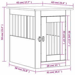 vidaXL Dog Crate Furniture Pet Doghouse Dog Kennel Dog Cage Engineered Wood - brown oak, 45 x 62 x 59 cm - Additional view 3
