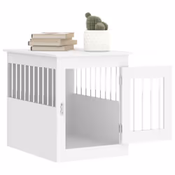 vidaXL Dog Crate Furniture Pet Doghouse Dog Kennel Dog Cage Engineered Wood - white, 55 x 75 x 65 cm - Additional view 4