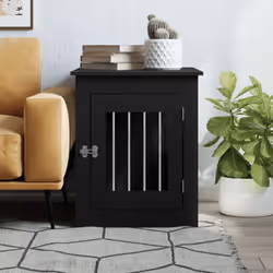 vidaXL Dog Crate Furniture Pet Doghouse Dog Kennel Dog Cage Engineered Wood - black, 55 x 75 x 65 cm