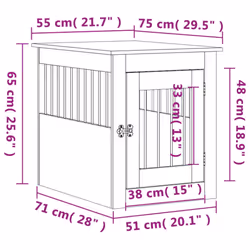 vidaXL Dog Crate Furniture Pet Doghouse Dog Kennel Dog Cage Engineered Wood - black, 55 x 75 x 65 cm