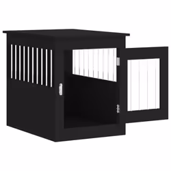 vidaXL Dog Crate Furniture Pet Doghouse Dog Kennel Dog Cage Engineered Wood - black, 55 x 75 x 65 cm - Additional view 5