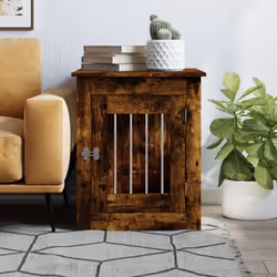 vidaXL Dog Crate Furniture Pet Doghouse Dog Kennel Dog Cage Engineered Wood - smoked oak, 55 x 75 x 65 cm - Additional view 2