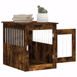 vidaXL Dog Crate Furniture Pet Doghouse Dog Kennel Dog Cage Engineered Wood - smoked oak, 55 x 75 x 65 cm - Additional view 4
