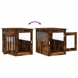 vidaXL Dog Crate Furniture Pet Doghouse Dog Kennel Dog Cage Engineered Wood - smoked oak, 55 x 75 x 65 cm - Additional view 9