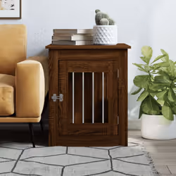 vidaXL Dog Crate Furniture Pet Doghouse Dog Kennel Dog Cage Engineered Wood - brown oak, 55 x 75 x 65 cm