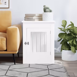 vidaXL Dog Crate Furniture Pet Doghouse Dog Kennel Dog Cage Engineered Wood - white, 55 x 80 x 68 cm