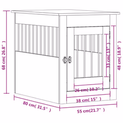 vidaXL Dog Crate Furniture Pet Doghouse Dog Kennel Dog Cage Engineered Wood - white, 55 x 80 x 68 cm