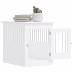 vidaXL Dog Crate Furniture Pet Doghouse Dog Kennel Dog Cage Engineered Wood - white, 55 x 80 x 68 cm - Additional view 4