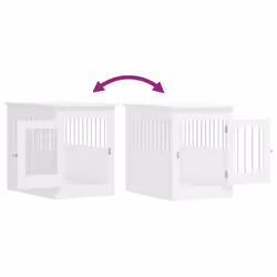 vidaXL Dog Crate Furniture Pet Doghouse Dog Kennel Dog Cage Engineered Wood - white, 55 x 80 x 68 cm - Additional view 9